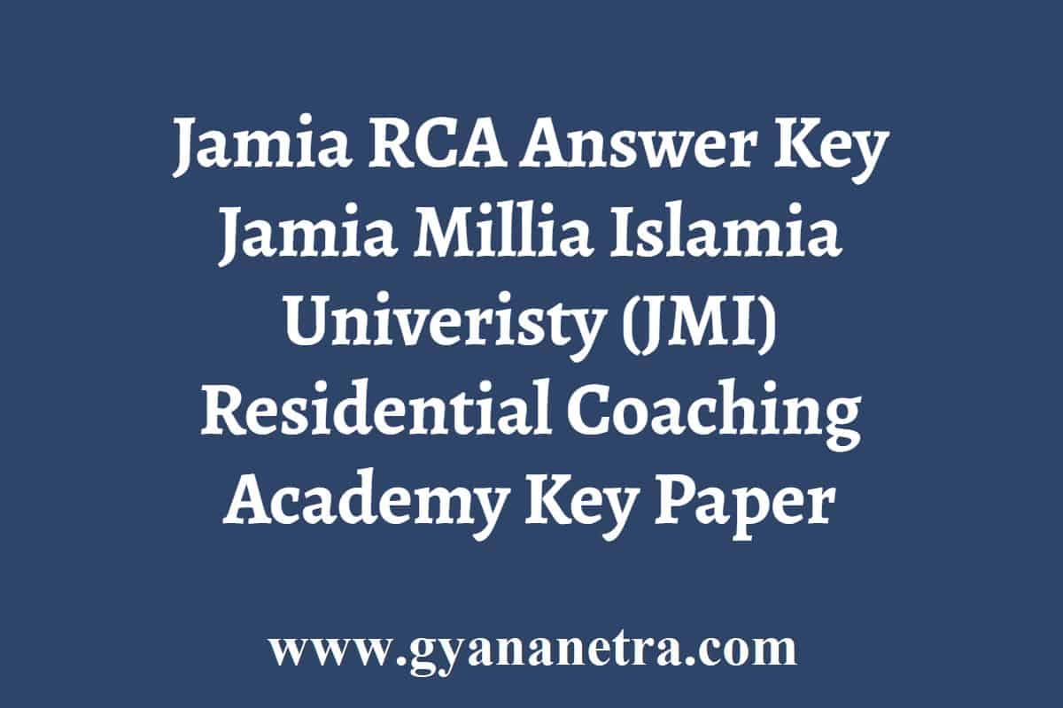 Jamia RCA Answer Key 2024 JMI Residential Coaching Academy Key Paper