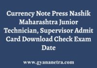 CNP Nashik Junior Technician Admit Card