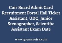 Coir Board Admit Card