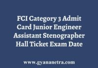 FCI Category 3 Admit Card