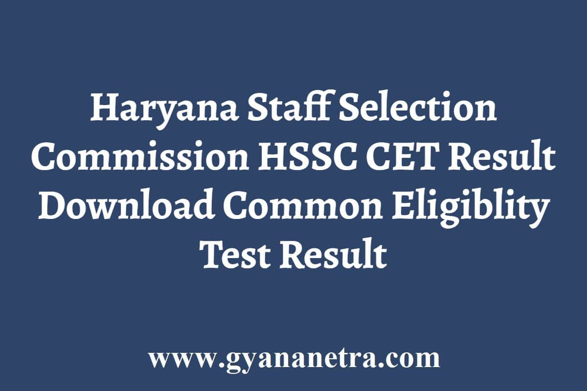Haryana HSSC CET Result 2024 Haryana Group C HCET Result