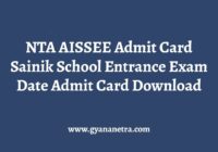 NTA AISSEE Admit Card Entrance Exam