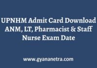 UPNHM Admit Card Exam Date