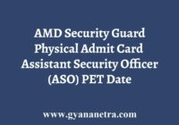 AMD Security Guard Physical Test Admit Card