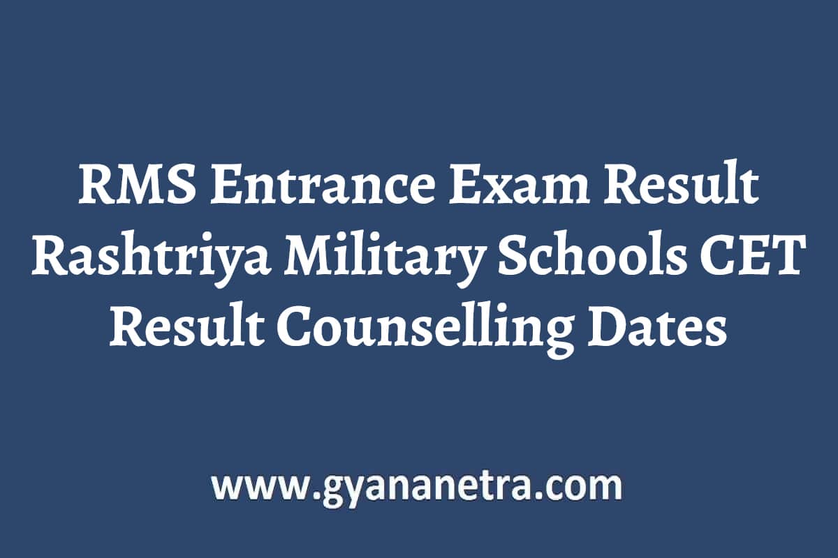 RMS Entrance Exam Result 2025 Check Rashtriya Military Schools CET