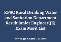 KPSC Rural Drinking Water and Sanitation Department Result