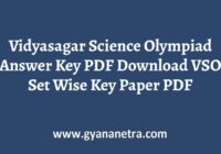 Vidyasagar Science Olympiad Answer Key PDF