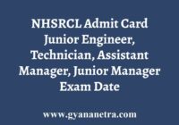 NHSRCL Admit Card