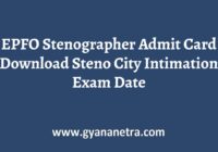 EPFO Stenographer Admit Card Exam Date
