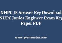 NHPC JE Answer Key Paper PDF