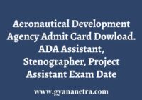 Aeronautical Development Agency Admit Card