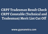 CRPF Tradesman Result Merit List