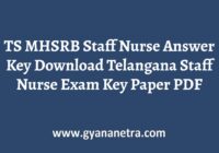 TS MHSRB Staff Nurse Answer Key Paper