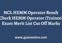 NCL HEMM Operator Result Merit List