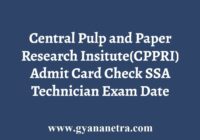 CPPRI Admit Card