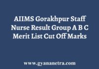 AIIMS Gorakhpur Staff Nurse Result