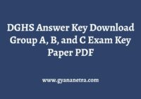 DGHS Answer Key Paper PDF