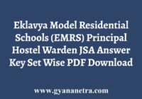 EMRS JSA Hostel Warden Answer Key