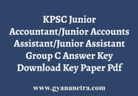 KPSC Junior Account Assistant Answer Key