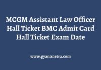 MCGM Assistant Law Officer Hall Ticket Exam Date