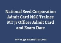 National Seed Corporation Admit Card