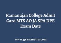 Ramanujan College Admit Card