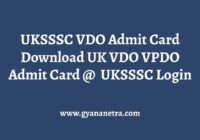 UKSSSC VDO Admit Card Exam Date