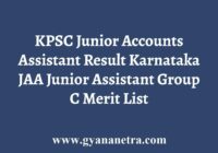 KPSC Junior Accounts Assistant Result