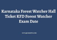 Karnataka Forest Watcher Hall Ticket KFD