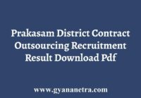 Prakasam District Contract Outsourcing Recruitment Result