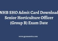 NHB SHO Admit Card Exam Date